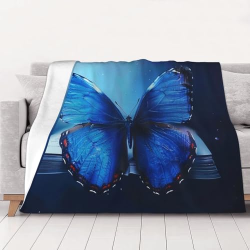 FHESDMN Flanell-Fleecedecke mit blauem Schmetterlings-Druck, Couchdecke, Sofaset, flauschige, dicke Decken sind für alle Jahreszeiten geeignet, 60 x 50 cm FHESDMN Flanell-Fleecedecke mit blauem Schmetterlings-Druck, Couchdecke, Sofaset, flauschige, dicke Decken sind für alle Jahreszeiten geeignet, 60 x 50 cm von FHESDMN