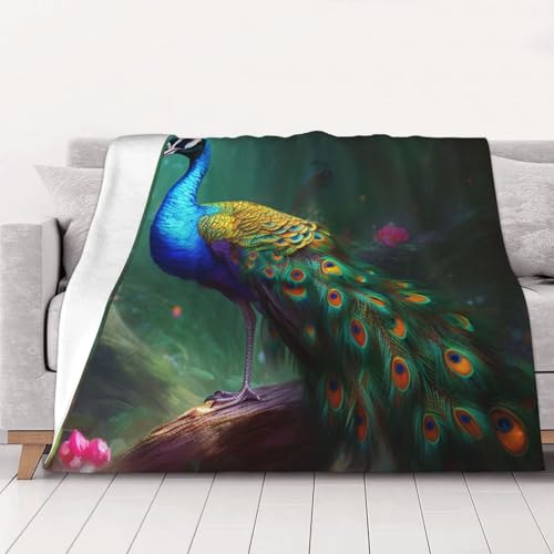 FHESDMN Flanell-Fleecedecke mit buntem Pfauenmuster, Couchdecke, Sofaset, flauschige, dicke Decken sind für alle Jahreszeiten geeignet, 40 x 30 cm FHESDMN Flanell-Fleecedecke mit buntem Pfauenmuster, Couchdecke, Sofaset, flauschige, dicke Decken sind für alle Jahreszeiten geeignet, 40 x 30 cm von FHESDMN
