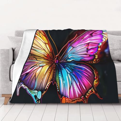 FHESDMN Flanell-Fleecedecke mit buntem Schmetterlings-Druck, Couchdecke, Sofa-Settees, flauschige, dicke Decken sind für alle Jahreszeiten geeignet, 50 x 40 cm FHESDMN Flanell-Fleecedecke mit buntem Schmetterlings-Druck, Couchdecke, Sofa-Settees, flauschige, dicke Decken sind für alle Jahreszeiten geeignet, 50 x 40 cm von FHESDMN