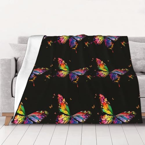 FHESDMN Flanell-Fleecedecke mit buntem Schmetterlings-Druck, Couchdecke, Sofaset, flauschige, dicke Decken sind für alle Jahreszeiten geeignet, 50 x 40 cm FHESDMN Flanell-Fleecedecke mit buntem Schmetterlings-Druck, Couchdecke, Sofaset, flauschige, dicke Decken sind für alle Jahreszeiten geeignet, 50 x 40 cm von FHESDMN