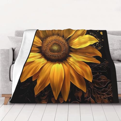 FHESDMN Flanell-Fleecedecke mit gelben Sonnenblumen, bedruckt, Couchdecke, Sofaset, flauschige, dicke Decken sind für alle Jahreszeiten geeignet, 101,6 x 76,2 cm FHESDMN Flanell-Fleecedecke mit gelben Sonnenblumen, bedruckt, Couchdecke, Sofaset, flauschige, dicke Decken sind für alle Jahreszeiten geeignet, 101,6 x 76,2 cm von FHESDMN
