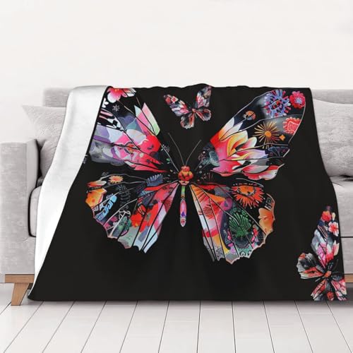 FHESDMN Flanell-Fleecedecke mit hübschem Schmetterlings-Druck, Couchdecke, Sofa-Settees, flauschige, dicke Decken sind für alle Jahreszeiten geeignet, 60 x 50 cm FHESDMN Flanell-Fleecedecke mit hübschem Schmetterlings-Druck, Couchdecke, Sofa-Settees, flauschige, dicke Decken sind für alle Jahreszeiten geeignet, 60 x 50 cm von FHESDMN