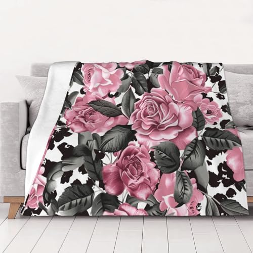 FHESDMN Flanell-Fleecedecke mit niedlichem Rosen-Mix, Leopardenmuster, bedruckte Couchdecke, Sofa-Settees, flauschige, dicke Decken sind für alle Jahreszeiten geeignet, 60 x 50 cm FHESDMN Flanell-Fleecedecke mit niedlichem Rosen-Mix, Leopardenmuster, bedruckte Couchdecke, Sofa-Settees, flauschige, dicke Decken sind für alle Jahreszeiten geeignet, 60 x 50 cm von FHESDMN