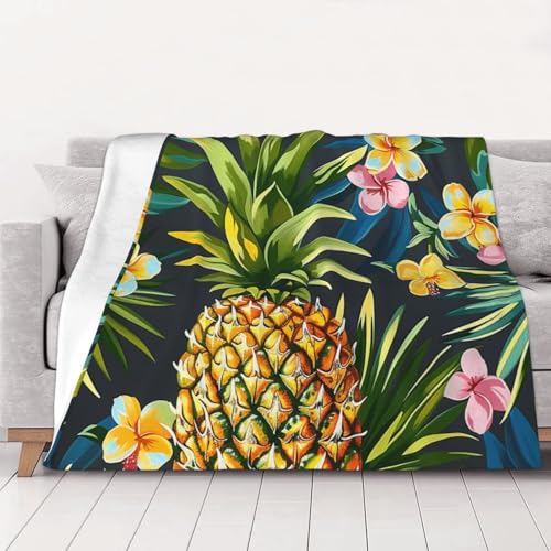 FHESDMN Flanell-Fleecedecke mit tropischer Ananas-Motiv, bedruckt, Couchdecke, Sofa-Settees, flauschige, dicke Decken sind für alle Jahreszeiten geeignet, 50 x 40 cm FHESDMN Flanell-Fleecedecke mit tropischer Ananas-Motiv, bedruckt, Couchdecke, Sofa-Settees, flauschige, dicke Decken sind für alle Jahreszeiten geeignet, 50 x 40 cm von FHESDMN