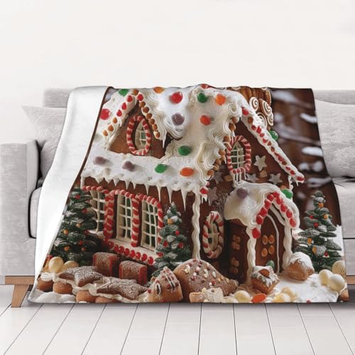 FHESDMN Flanell-Fleecedecke mit weihnachtlichem Lebkuchenähnlichem Dorfhaus, bedruckt, Couchdecke, Sofabett, flauschige, dicke Decken sind für alle Jahreszeiten geeignet, 60 x 50 cm FHESDMN Flanell-Fleecedecke mit weihnachtlichem Lebkuchenähnlichem Dorfhaus, bedruckt, Couchdecke, Sofabett, flauschige, dicke Decken sind für alle Jahreszeiten geeignet, 60 x 50 cm von FHESDMN