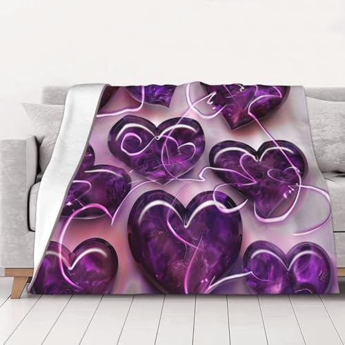 FHESDMN Modische Flanell-Fleecedecke mit violetten Herzen, Couchdecke, Sofa-Settees, flauschige, dicke Decken sind für alle Jahreszeiten geeignet, 40 x 30 cm FHESDMN Modische Flanell-Fleecedecke mit violetten Herzen, Couchdecke, Sofa-Settees, flauschige, dicke Decken sind für alle Jahreszeiten geeignet, 40 x 30 cm von FHESDMN