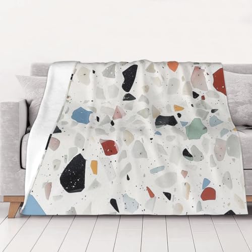 FHESDMN Weiße Terrazzo-bedruckte Flanell-Fleecedecke, Couchdecke, Sofasetts, flauschige, dicke Decken sind für alle Jahreszeiten geeignet, 50 x 40 cm FHESDMN Weiße Terrazzo-bedruckte Flanell-Fleecedecke, Couchdecke, Sofasetts, flauschige, dicke Decken sind für alle Jahreszeiten geeignet, 50 x 40 cm von FHESDMN