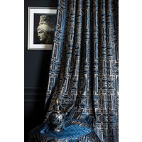 Navy Blue Vorhänge, Vorhänge Panel, Luxus Für Schlafzimmer&wohnzimmer Gestreift Gemusterten Stoff Benutzerdefinierte Größe Drapieren von FHFABRIC
