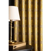 Gold Vorhang Panel Gestreift Gemusterten Stoff Luxus Schlafzimmer Wohnzimmer Benutzerdefinierte Größe Drapieren von FHFABRIC