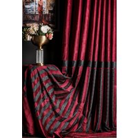 Luxusvorhänge, Damast Gemustert Gestreiften Vorhang Für Schlafzimmer Wohnzimmer, Benutzerdefinierte Größe Drapieren, Moderner Stoff, Schwarz von FHFABRIC