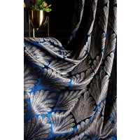 Marineblaue Blattvorhänge Für Wohn - Und Schlafzimmer, Gestreifter Gemusterter Luxusstoff, Benutzerdefinierte Größe Drapieren von FHFABRIC