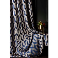 Navy Blau Schwarz Grau Gelb Beige Luxus Vorhänge, Gestreifte Gemusterte Stoff Für Schlafzimmer Wohnzimmer Benutzerdefinierte Größe Drapieren von FHFABRIC