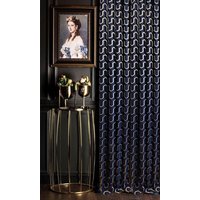 Navy Gold Schwarz Blau Grau Kupfervorhänge Für Wohnzimmer Schlafzimmer Luxus Gestreifte Gemusterte Stoff Panel Benutzerdefinierte Größe Drapieren von FHFABRIC