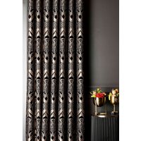 Schwarze Vorhänge Panel Extra Lange Luxus Benutzerdefinierte Größe Chenille Damast Gemusterte Stoff Drapieren Gold Burgund Grau Navy Stangenvorhänge von FHFABRIC