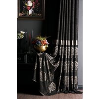 Vorhänge Panel, Schwarz Luxus Damast Gemustert Gestreift Drapieren Für Wohnzimmer Schlafzimmer, Moderne Vorhänge, Benutzerdefinierte Größe von FHFABRIC