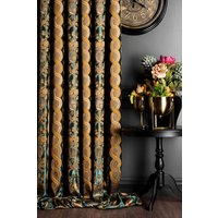 Vorhang Panel Blumen Gestreift Gemusterten Stoff Luxus Schlafzimmer Wohnzimmer Grün Orange Creme Benutzerdefinierte Größe Drapieren von FHFABRIC