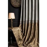 Vorhang Panel Gestreifter Damast Gemusterter Stoff Luxus Schlafzimmer Wohnzimmer Grau Braun Geprägte Drapieren von FHFABRIC