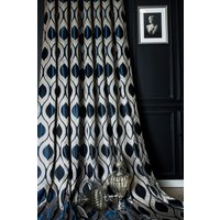 Vorhang Panel Gestreift Gemustert Stoff Luxus Schlafzimmer Wohnzimmer Grau Blau Benutzerdefinierte Größe Drapieren von FHFABRIC
