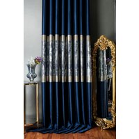 Vorhang Gemusterter Stoff Gemustert Luxus Schlafzimmer Wohnzimmer Schwarz Gold Grau Silber Creme Navy Benutzerdefinierte Größe Drapieren von FHFABRIC