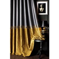Vorhangstoff Gemusterter Stoff Luxus Schlafzimmer Wohnzimmer Gold Grau Blau Geprägt Drapieren von FHFABRIC
