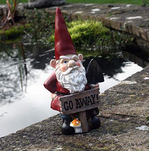GRUMPS Gartenzwerg mit rotem Hut mit Schild und Spruch "Go Away!" 20 cm groß GRUMPS Gartenzwerg mit rotem Hut mit Schild und Spruch "Go Away!" 20 cm groß von FHFY Garden