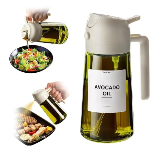 FHISKUNYU 2 Stück Olivenölspender 470ml 2 in 1 Ölzerstäuber Öl heißluftfritteuse Ölspender Ölzerstäuber mit UV-Schutz Praktischer ideal zum Kochen, Luftfritteuse, Salate von FHISKUNYU