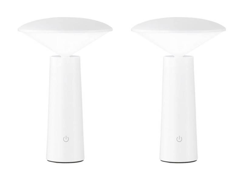 easy! BY FHL LED Außen-Tischleuchte, Dimmfunktion, LED fest integriert, Warmweiß, Neutralweiß, Tageslichtweiß, 2er SET Outdoor ohne Strom-kabel für Camping & Balkon, H: 21cm, Weiß von easy! BY FHL