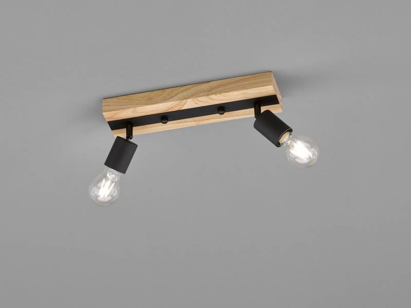 FHL easy! LED Deckenstrahler, Dimmfunktion, LED wechselbar, Warmweiß, Holz-lampe 2-flammig Strahler innen Deckenlampe mit Holzbalken B: 33cm von FHL easy!