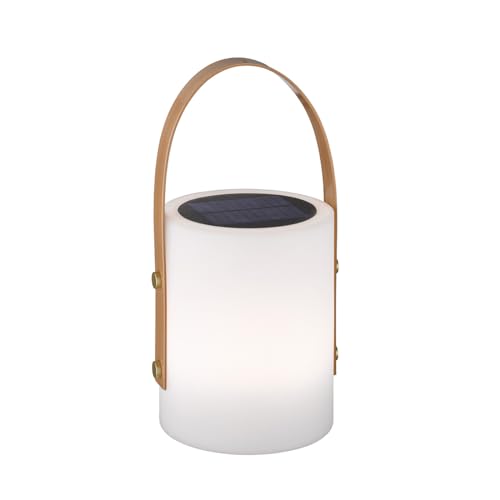 FHL easy! | Tischleuchte, Solar-Außenleuchte, Bari | 1x LED 0,5 Watt, 0,2 Watt RGB - 3000 Kelvin - 55 Lumen | Weiß | 3-Stufen-dimmbar mit Taster + Fernbedienung | RGB in 7 Stufen einstellbar von FHL easy