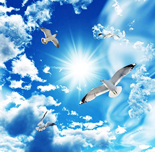 FHOMEY Tapete Wandbild 3D Deckenbild Tapete Stereo Blauer Himmel Weiße Wolken Taube Natur Landschaft Foto Wandbild Decke Wallpapers-200 * 140Cm von FHOMEY