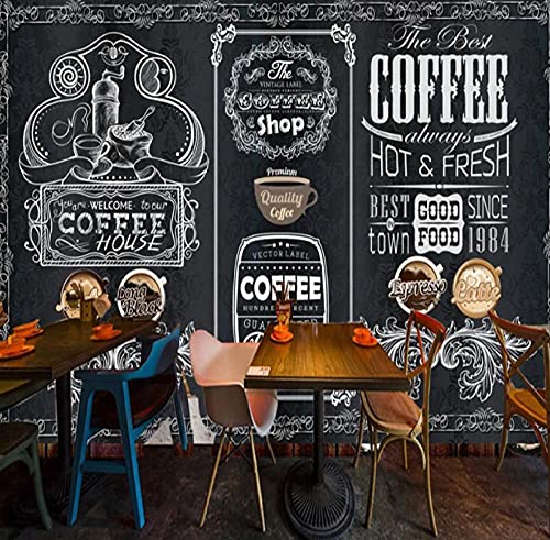 Tapete Wandbild 3D Tapete 3D Retro Nostalgie Handbemalte Tafel Coffee Shop Restaurant Hintergrund Wanddekoration Papel De Parede Fresco-200 * 140Cm von FHOMEY