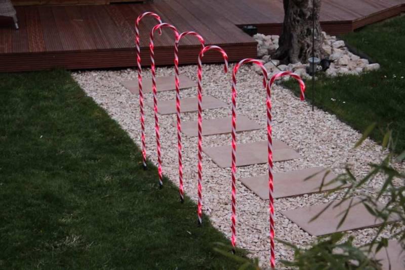 FHS Gartenstecker 35395 LED Gartenstecker Zuckerstange 6er Set 100cm Trafo IP44 aussen von FHS