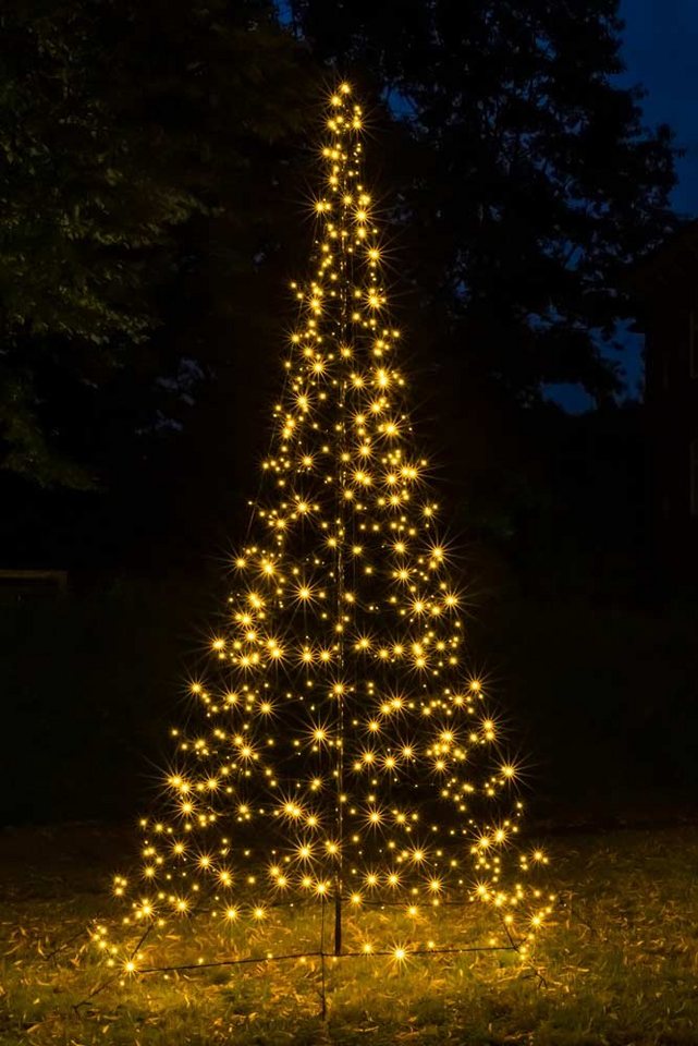 FHS LED-Baummantel Galaxy, 300-flammig, Weihnachtsbaum 2m Mast 300 LED 20% blinkend Lichterkette Außen von FHS