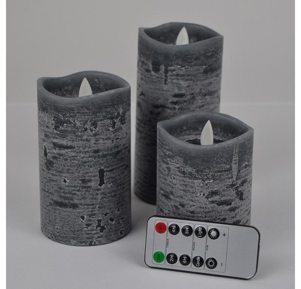 FHS LED-Kerze 3er LED Echtwachskerzen Set anthrazit FB Timer Dim FHS LED-Kerze 3er LED Echtwachskerzen Set anthrazit FB Timer Dim von FHS