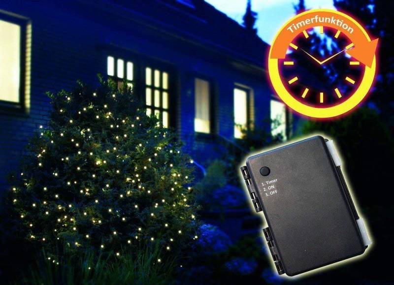 FHS LED-Lichterkette Batteriebetriebenes Lichternetz mit 200 warmweißen LEDs, 3 x 3 Meter von FHS