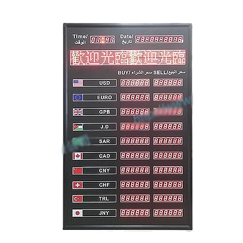 FHSLKXIM Led-Anzeige Für Elektronische Wechselkurse, Weltwechselkursuhr Für 10 Länder Mit Fernbedienung, Automatischer Zeitaktualisierung Und Ausschaltspeicherfunktion, Klar Und Leicht Zu Lesen, Für von FHSLKXIM