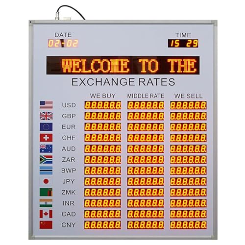 Led-Wechselkursanzeige, Elektronischer Wechselkursanzeigebildschirm Für Die Zeitzone Der Nation Mit Fernbedienung, Automatischer Zeitaktualisierung Und Abschaltspeicherfunktion, Für Banken, Aus von FHSLKXIM