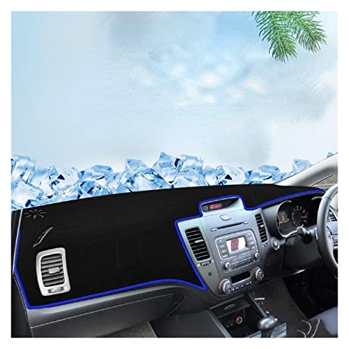 Dash Mat Teppich Für Kia Für K3 2013-2018 Auto Dashboard Abdeckung Matte Sonnenschutz Pad Instrument Panel Teppiche Borte Dekoration Zubehör Beschützer Armaturenbrett Matte(RHD Blue 13-18) von FHSUF