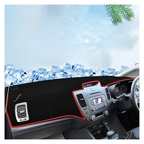 Dash Mat Teppich Für Kia Für K3 2013-2018 Auto Dashboard Abdeckung Matte Sonnenschutz Pad Instrument Panel Teppiche Borte Dekoration Zubehör Beschützer Armaturenbrett Matte(RHD Red 13-18) von FHSUF