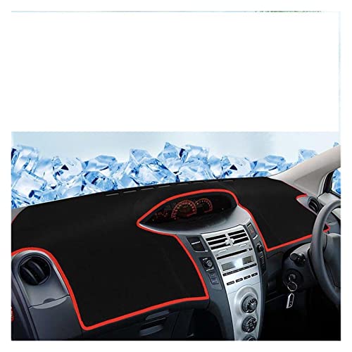 FHSUF Dash Mat Teppich Auto Dashboard Vermeiden Licht Pad Instrument Plattform Schreibtisch Abdeckung Matten Teppiche Für Toyota Für Yaris Armaturenbrett Matte(Red Side,RHD) von FHSUF