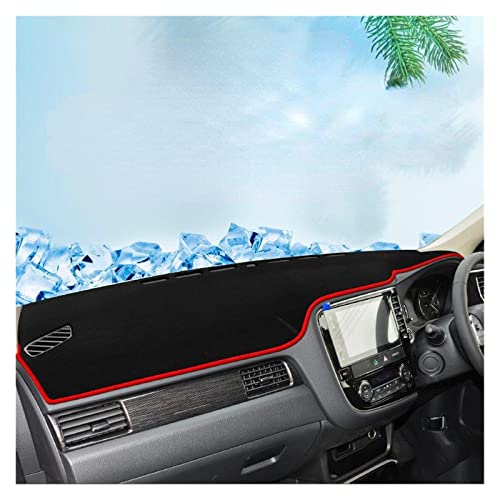 FHSUF Dash Mat Teppich Für Mitsubishi Für Outlander Auto Dashboard Vermeiden Licht Pad Instrument Plattform Schreibtisch Abdeckung Matte Teppiche 2013-2021 Armaturenbrett Matte(RHD red Edge) von FHSUF