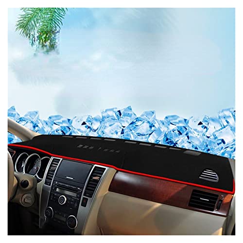 FHSUF Dash Mat Teppich Für Nissan Für Tiida Auto Dashboard Abdeckung Matten Vermeiden Licht Pad Instrument Plattform Schreibtisch Teppiche 2005-2010 Armaturenbrett Matte(Linkslenker, rote Seite) von FHSUF