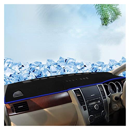 FHSUF Dash Mat Teppich Für Nissan Für Tiida Auto Dashboard Abdeckung Matten Vermeiden Licht Pad Instrument Plattform Schreibtisch Teppiche 2005-2010 Armaturenbrett Matte(Rechtslenker, Blaue Seite) von FHSUF