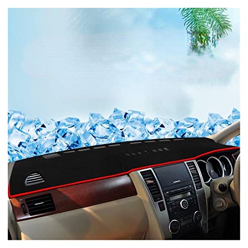 FHSUF Dash Mat Teppich Für Nissan Für Tiida Auto Dashboard Abdeckung Matten Vermeiden Licht Pad Instrument Plattform Schreibtisch Teppiche 2005-2010 Armaturenbrett Matte(Rechtslenker, rote Seite) von FHSUF