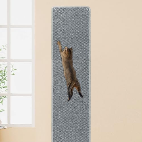 FHTONGE 71x15.8 in Kratzmatte Katze, Eindicken Kratzmatte Katze Wand Sisal Teppich Katzen, Kratzteppich Katzenkratzmatte für die Wandmontage Geeignet, Grau von FHTONGE