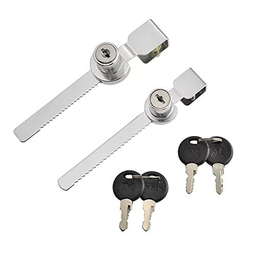 2pcs Zahnstangenschloss, Sliding Glass Door Ratchet Lock, Generic Terrarienschloss Vitrine Schloss für Schiebetüren Glas Schiebe Tür Terrarium Schiebe mit 4 Schlüssel von FHYT