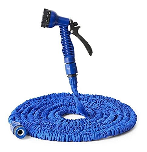 FHYTGBS 25FT-150FT Gartenschlauch Multifunktionszaubergarten Flexibler Expansionsschlauch Dauerablaufdicht Schlauch Hochdruck Wasser Sprühdüse ausklappbarer Schlauch (Color : 150FT, Size : Blue) von FHYTGBS