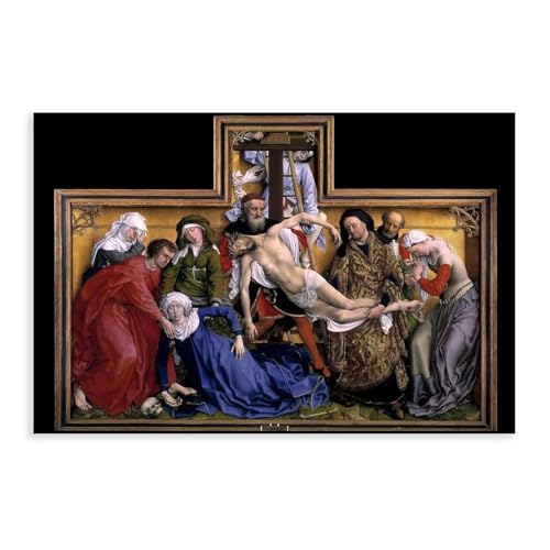 Kunstdruck auf Leinwand, Motiv: Abstammung vom Kreuz, Ablagerung Christi Weyden, Gemälde, Kunstdruck, Leinwandposter, Wandkunst, Dekordruck, Gemälde für Wohnzimmer, Schlafzimmer, Dekoration, 50 x 75 Kunstdruck auf Leinwand, Motiv: Abstammung vom Kreuz, Ablagerung Christi Weyden, Gemälde, Kunstdruck, Leinwandposter, Wandkunst, Dekordruck, Gemälde für Wohnzimmer, Schlafzimmer, Dekoration, 50 x 75 von FHYTKC