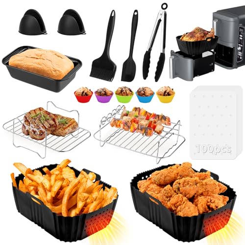 115 Stück Airfryer Zubehör für Ninja AF400EU, Double Stack XL SL400EU, Heißluftfritteuse Silikonform Zubehör für Ninja Foodi, AF300EU 7.6L-9.5L Heißluftfritteuse, Air Fryer Accessories 115 Stück Airfryer Zubehör für Ninja AF400EU, Double Stack XL SL400EU, Heißluftfritteuse Silikonform Zubehör für Ninja Foodi, AF300EU 7.6L-9.5L Heißluftfritteuse, Air Fryer Accessories von FHzytg