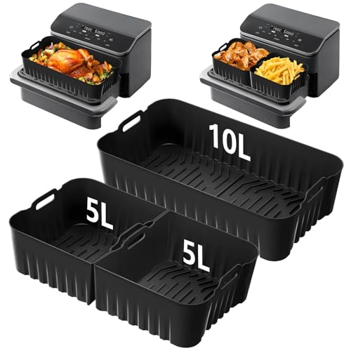 3 Stück Silikonform Airfryer Zubehör für COSORI 8-in-1 Dual Blaze TwinFry XXL 10L, Air Fryer Silikon Einsatz Backform für Heißluftfritteuse Cosori 10L, Ninja AF500EU Air Fryer Accessories von FHzytg